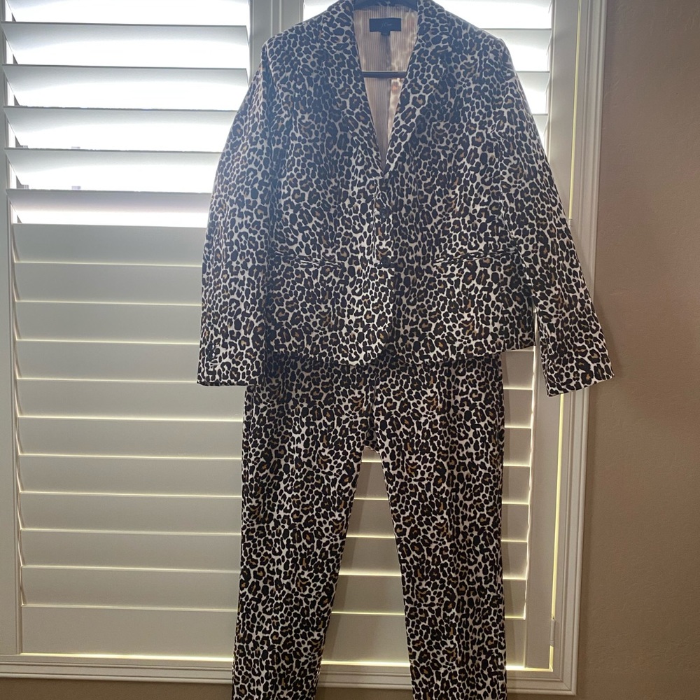 J Crew Leopard Print Pant Suit
